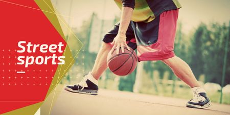 Street sports with basketball player Twitter Design Template