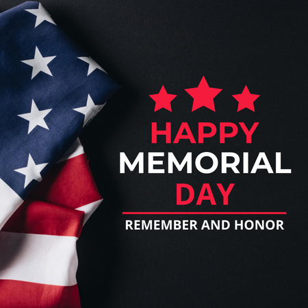 Boldog emléknapot amerikai zászlóval és idézettel az emlékezésről Instagram tervezősablon