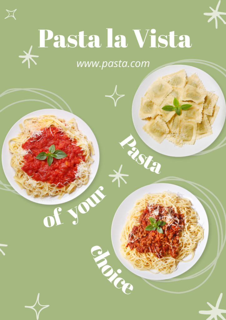 Italian Restaurant Ad with Traditional Dishs Poster A3 Design Template