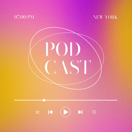 Podcast Topic Announcement with Colorful Gradient Podcast Cover Design Template