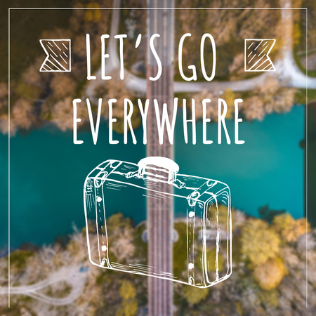 Motivációs utazási idézet bőrönd illusztrációval Instagram tervezősablon