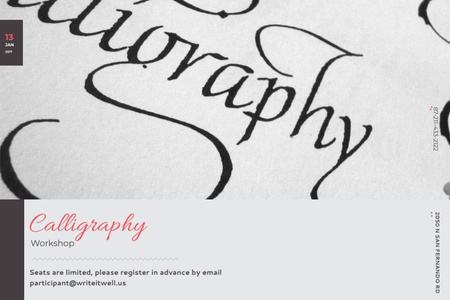 Plantilla de diseño de Anuncio de taller de caligrafía Gift Certificate 
