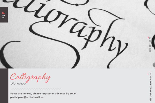 Calligraphy workshop Annoucement Gift Certificate Design Template