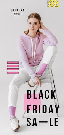 Black Friday Sale girl in Light Clothes Flyer DIN Large Design Template