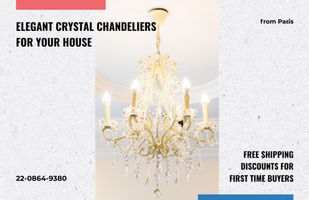 Platilla de diseño Exuberant Crystal Chandeliers With Delivery Offer Flyer 5.5x8.5in Horizontal