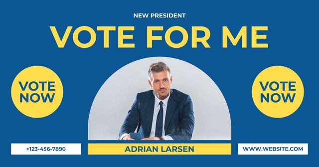 Candidate Middle-Aged Man for New Presidents Facebook AD Design Template