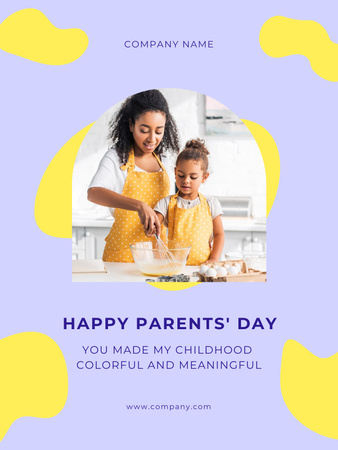 Mom cooking with Daughter on Parents' Day Poster US Design Template