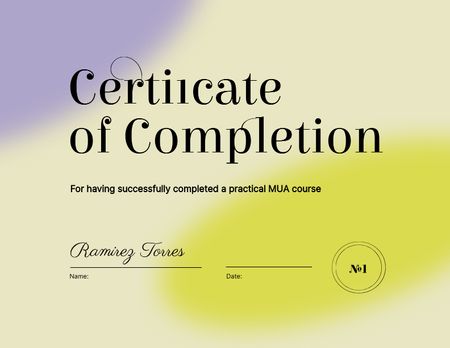 Beauty Course Completion Award Certificateデザインテンプレート