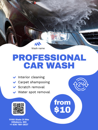 Professional Car Wash Services Poster US Design Template