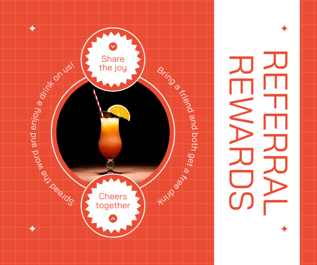 Referral Reward with Refreshing Cocktail Facebook Modelo de Design