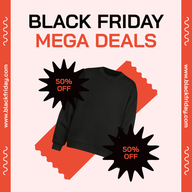 Black Friday Sale of Trendy Sweatshirts Instagram AD Design Template