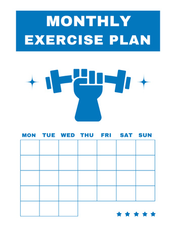Monthly Exercise Plan with Illustration of Hand with Dumbbell Notepad 8.5x11in Design Template