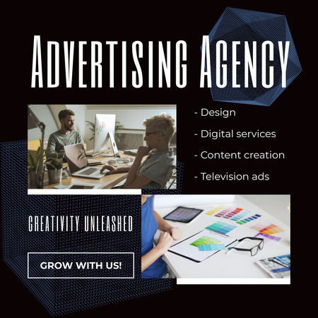 Highly Qualified Advertising Agency Services Offer Animated Postデザインテンプレート
