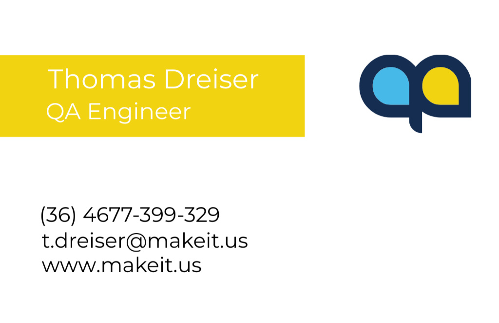Engineer Service Offer on Yellow Business Card 85x55mm Design Template