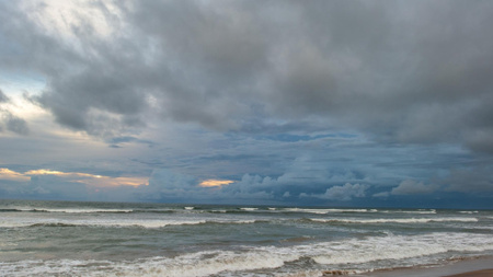 Ontwerpsjabloon van Zoom Background van Beautiful landscape of thunderstorm Ocean