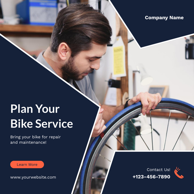 Ontwerpsjabloon van Instagram van Bicycle Services and Repair