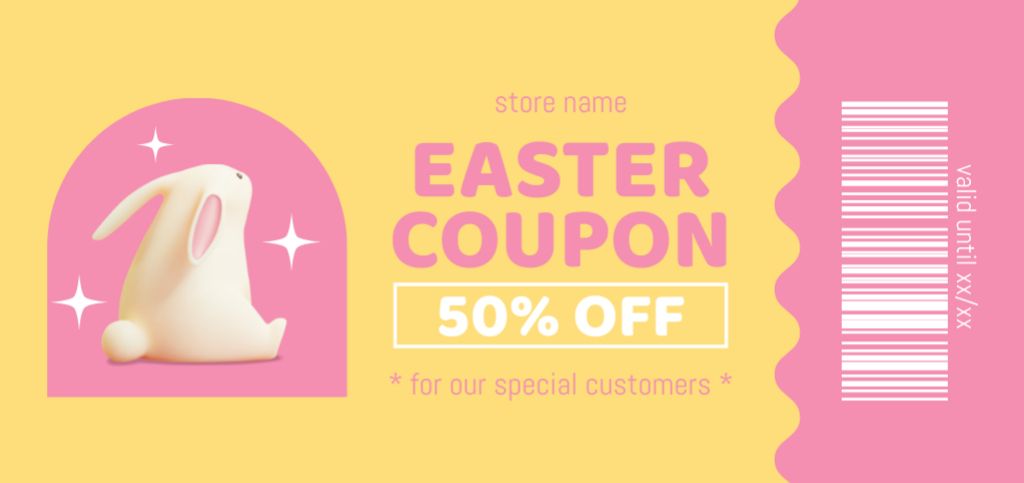 Easter Promotion with Decorative Bunny Coupon Din Large Πρότυπο σχεδίασης