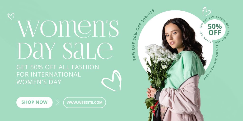 International Women's Equality Day Sale Announcement Twitterデザインテンプレート