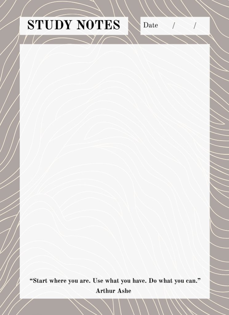 Designvorlage Study Planner with White Frame and Empty Blank für Notepad 4x5.5in