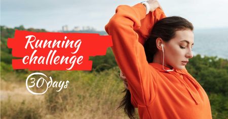 Sport Challenge announcement with Girl training Facebook AD Design Template