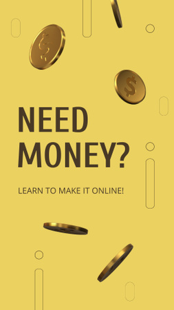 Platilla de diseño Shiny Coins And Earning Money Online Instagram Video Story