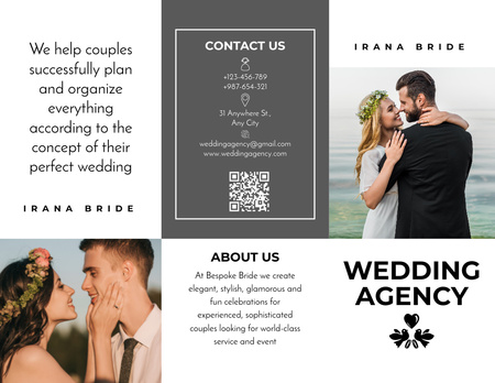 Wedding Planner Agency Offer with Young Happy Couples Brochure 8.5x11in Design Template