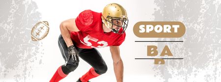 Sport Bar Ad with American Football Player Facebook cover tervezősablon