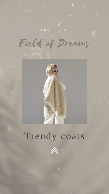 Fashion Ad Woman in Fur Coat Instagram Video Story Modelo de Design
