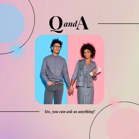 Kérdések és válaszok szekció fiatal afro-amerikai párral Instagram tervezősablon