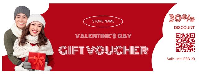 Valentine's Day Gift Voucher Discount Offer with Asians Coupon Design Template