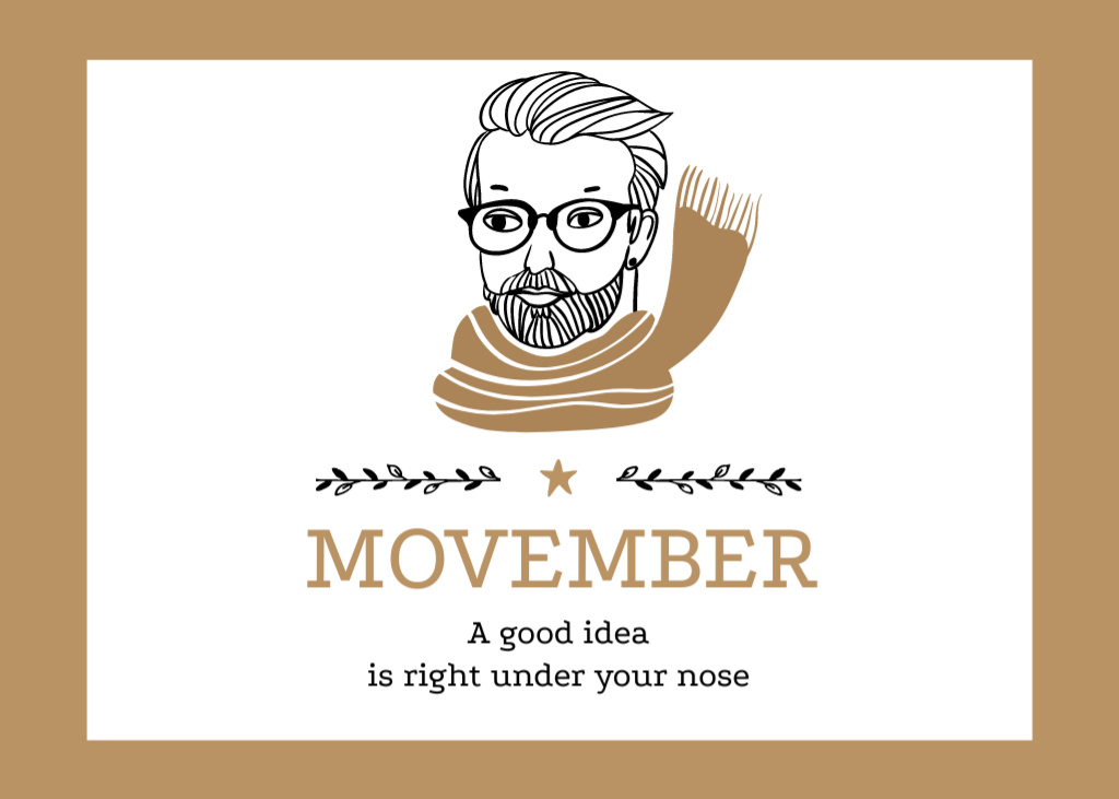 Movember Event Announcement with Man With Moustache Postcard 5x7inデザインテンプレート