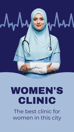Anúncio de clínica de saúde feminina com médica Instagram Video Story Modelo de Design