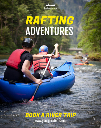 People on Rafting Poster 22x28in Design Template