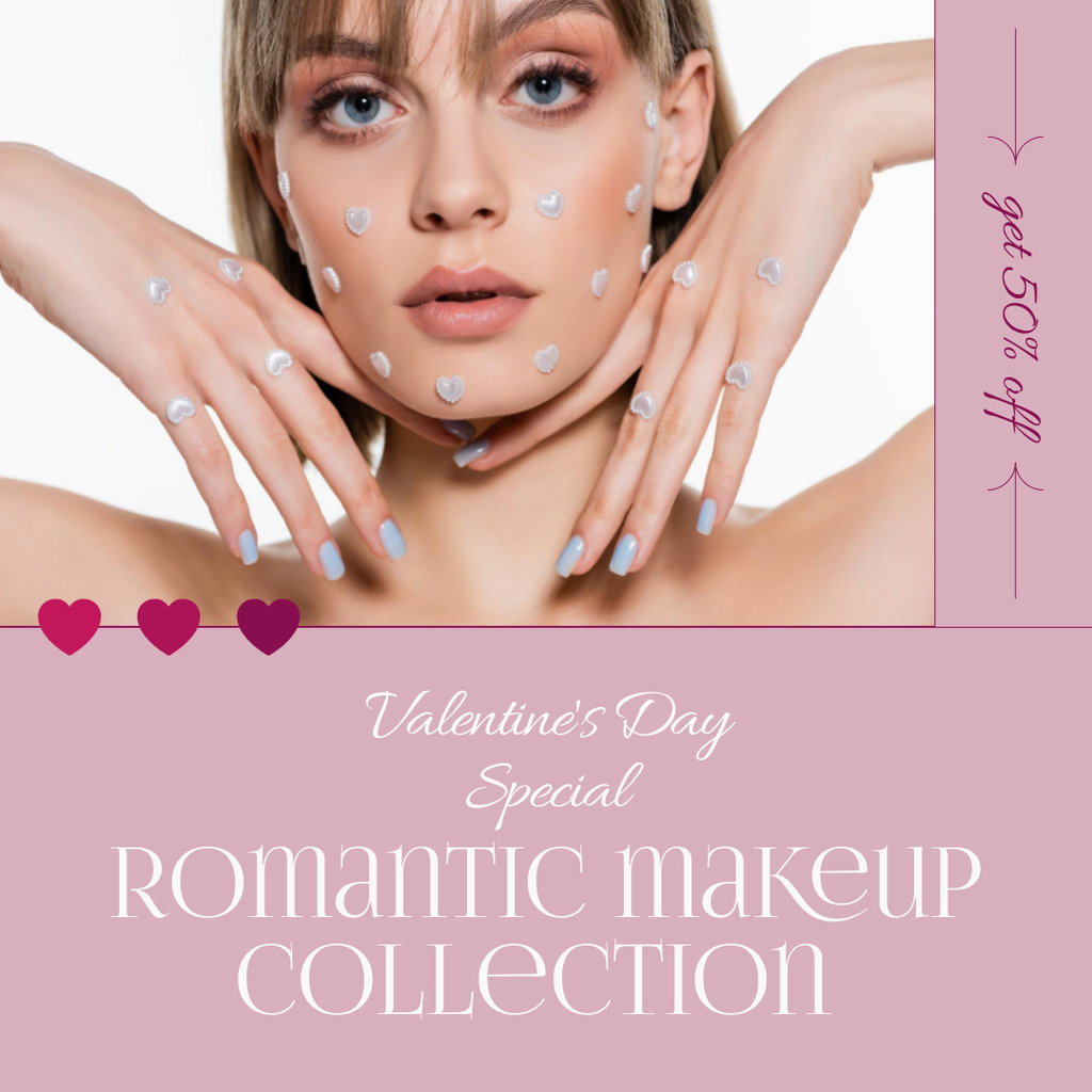 Platilla de diseño Valentine's Day New Romantic Makeup Collection Proposal Instagram AD
