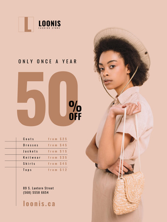 Modèle de visuel Fashion Store Sale with Woman in Sunglasses - Poster 36x48in
