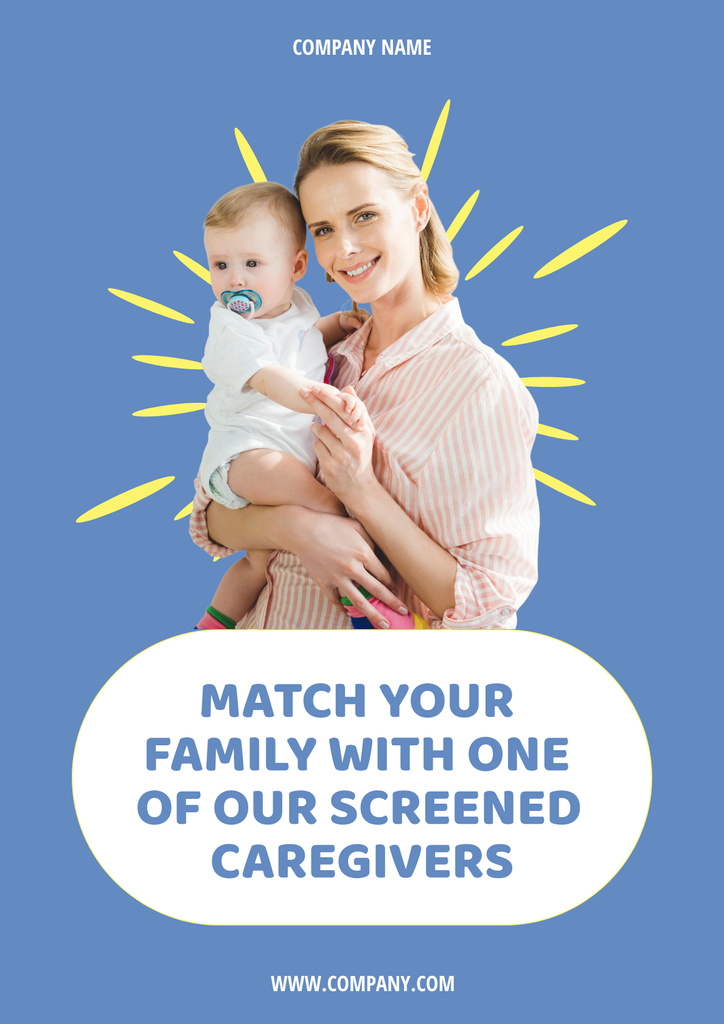 Attentive Childcare Assistance Proposal In Blue Poster Modelo de Design