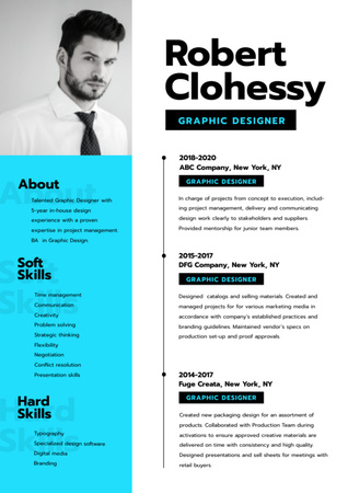 Skills and Experience of Graphic Designer Resume Design Template