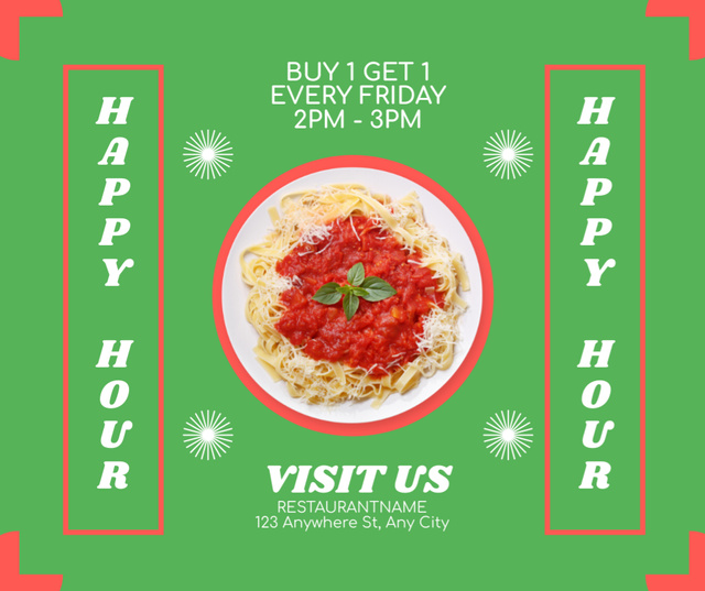 Promo Offer for Italian Pasta with Tomato Sauce Facebookデザインテンプレート