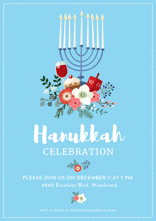 Invitation to Hanukkah celebration Poster Design Template