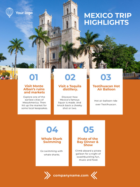Modèle de visuel Travel Tour in Mexico with Palm Trees - Poster US