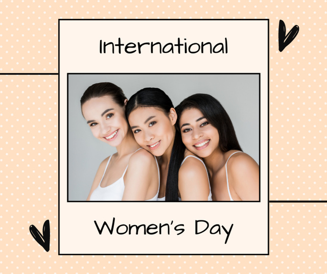 International Women's Day Celebration with Smiling Diverse Women Facebook Modelo de Design