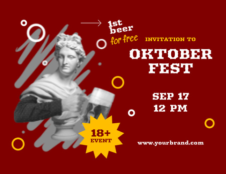 Jovial Experience Oktoberfest Festivities Firsthand Invitation 13.9x10.7cm Horizontal Design Template