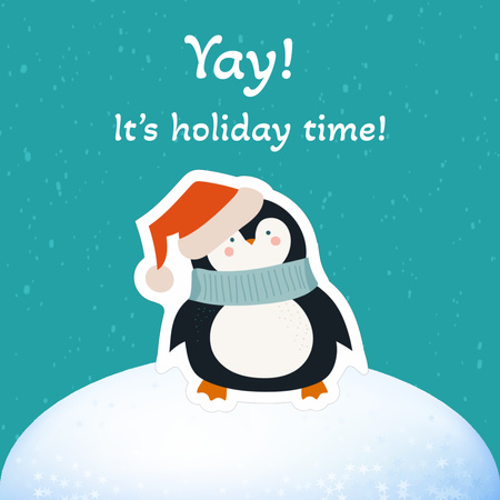 Winter Greeting with Cute Winter Penguin Animated Post Design Template