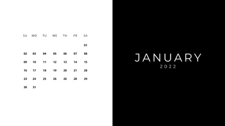 Days of January Month Calendar Tasarım Şablonu