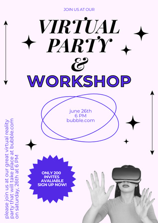 Virtual Party Announcement Poster A3 tervezősablon