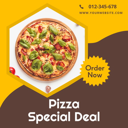 Ontwerpsjabloon van Instagram van Pizza Special Deal Offer in Yellow and Brown