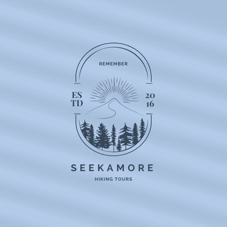 Hiking Tours Offer with Mountain Landscape Illustration Logoデザインテンプレート