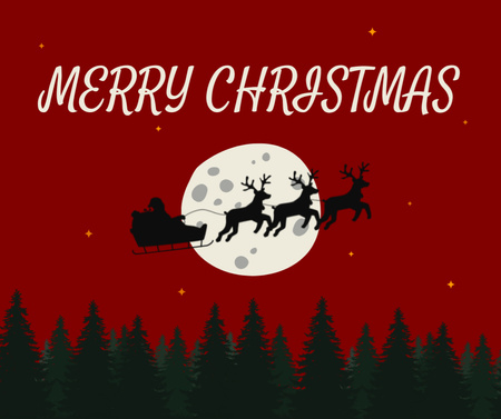 Ontwerpsjabloon van Facebook van Kerstman silhouet met rendieren in de lucht