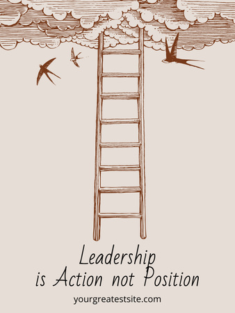 Citation about Leadership with Sketch Drawing Poster US Design Template