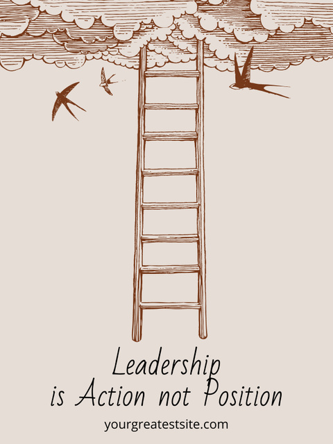 Citation about Leadership with Sketch Drawing Poster US Πρότυπο σχεδίασης